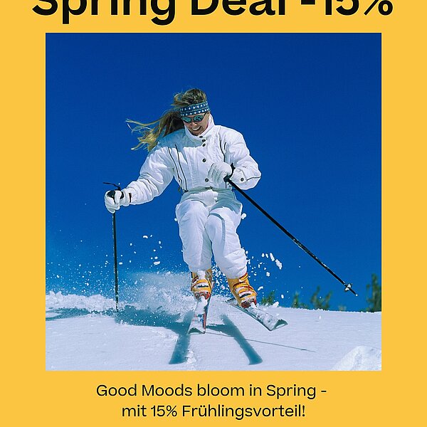 Spring is calling! Und wir machen den Frühlingsstart noch ein bisschen attraktiver - mit unserem Spring Deal sparst du 15% auf alle Buchungen ab 22. März!